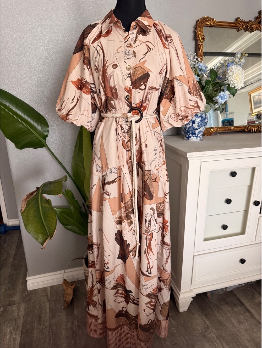 Western print maxi dress